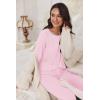Ekouaer Pajamas Set for Women Soft Comfy Pjs Sets Long Sleeve Sleepwear Loungewear S-XXL(Pink)