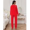 Ekouaer Pajamas Set for Women Soft Comfy Pjs Sets Long Sleeve Sleepwear Loungewear S-XXL(Red)