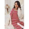 Ekouaer Pajamas Set for Women Soft Comfy Pjs Sets Long Sleeve Sleepwear Loungewear S-XXL(Red Teddy)