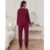 Ekouaer Pajamas Set for Women Soft Comfy Pjs Sets Long Sleeve Sleepwear Loungewear S-XXL(Wine Red)