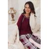 Ekouaer Pajamas Set for Women Soft Comfy Pjs Sets Long Sleeve Sleepwear Loungewear S-XXL(Wine Red Plaid)