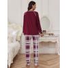 Ekouaer Pajamas Set for Women Soft Comfy Pjs Sets Long Sleeve Sleepwear Loungewear S-XXL(Wine Red Plaid)