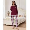 Ekouaer Pajamas Set for Women Soft Comfy Pjs Sets Long Sleeve Sleepwear Loungewear S-XXL(Wine Red Plaid)
