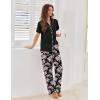 Ekouaer Pajamas for Women Set Button Up Sleepwear Cute Pjs Ruffle Sleeve Notch Collar Loungewear with Long Pants S-XXL(Black Floral)