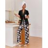Ekouaer Pajamas for Women Set Button Up Sleepwear Cute Pjs Ruffle Sleeve Notch Collar Loungewear with Long Pants S-XXL(Black Floral)