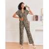 Ekouaer Pajamas for Women Set Button Up Sleepwear Cute Pjs Ruffle Sleeve Notch Collar Loungewear with Long Pants S-XXL(Brown Leopard)