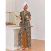 Ekouaer Pajamas for Women Set Button Up Sleepwear Cute Pjs Ruffle Sleeve Notch Collar Loungewear with Long Pants S-XXL(Brown Leopard)