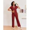 Ekouaer Pajamas for Women Set Button Up Sleepwear Cute Pjs Ruffle Sleeve Notch Collar Loungewear with Long Pants S-XXL(Burgundy)