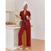 Ekouaer Pajamas for Women Set Button Up Sleepwear Cute Pjs Ruffle Sleeve Notch Collar Loungewear with Long Pants S-XXL(Burgundy)
