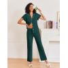 Ekouaer Pajamas for Women Set Button Up Sleepwear Cute Pjs Ruffle Sleeve Notch Collar Loungewear with Long Pants S-XXL(Emerald Green)