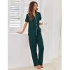 Ekouaer Pajamas for Women Set Button Up Sleepwear Cute Pjs Ruffle Sleeve Notch Collar Loungewear with Long Pants S-XXL(Emerald Green)