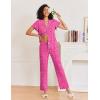 Ekouaer Pajamas for Women Set Button Up Sleepwear Cute Pjs Ruffle Sleeve Notch Collar Loungewear with Long Pants S-XXL(Hot Pink Cheetah)