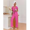 Ekouaer Pajamas for Women Set Button Up Sleepwear Cute Pjs Ruffle Sleeve Notch Collar Loungewear with Long Pants S-XXL(Hot Pink Cheetah)