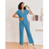 Ekouaer Pajamas for Women Set Button Up Sleepwear Cute Pjs Ruffle Sleeve Notch Collar Loungewear with Long Pants S-XXL(Lake Blue)