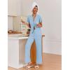 Ekouaer Pajamas for Women Set Button Up Sleepwear Cute Pjs Ruffle Sleeve Notch Collar Loungewear with Long Pants S-XXL(Light Blue)