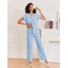 Ekouaer Pajamas for Women Set Button Up Sleepwear Cute Pjs Ruffle Sleeve Notch Collar Loungewear with Long Pants S-XXL(Light Blue)