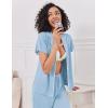 Ekouaer Pajamas for Women Set Button Up Sleepwear Cute Pjs Ruffle Sleeve Notch Collar Loungewear with Long Pants S-XXL(Light Blue)
