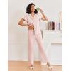 Ekouaer Pajamas for Women Set Button Up Sleepwear Cute Pjs Ruffle Sleeve Notch Collar Loungewear with Long Pants S-XXL(Light Pink)