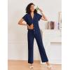 Ekouaer Pajamas for Women Set Button Up Sleepwear Cute Pjs Ruffle Sleeve Notch Collar Loungewear with Long Pants S-XXL(Navy Blue)