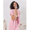 Ekouaer Pajamas for Women Set Button Up Sleepwear Cute Pjs Ruffle Sleeve Notch Collar Loungewear with Long Pants S-XXL(Pink)