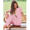 Ekouaer Pajamas for Women Set Button Up Sleepwear Cute Pjs Ruffle Sleeve Notch Collar Loungewear with Long Pants S-XXL(Pink)