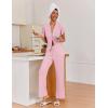 Ekouaer Pajamas for Women Set Button Up Sleepwear Cute Pjs Ruffle Sleeve Notch Collar Loungewear with Long Pants S-XXL(Pink)