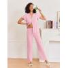 Ekouaer Pajamas for Women Set Button Up Sleepwear Cute Pjs Ruffle Sleeve Notch Collar Loungewear with Long Pants S-XXL(Pink)
