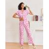 Ekouaer Pajamas for Women Set Button Up Sleepwear Cute Pjs Ruffle Sleeve Notch Collar Loungewear with Long Pants S-XXL(Pink Bow Tie)
