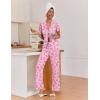 Ekouaer Pajamas for Women Set Button Up Sleepwear Cute Pjs Ruffle Sleeve Notch Collar Loungewear with Long Pants S-XXL(Pink Bow Tie)