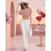 Ekouaer Pajamas for Women Set Button Up Sleepwear Cute Pjs Ruffle Sleeve Notch Collar Loungewear with Long Pants S-XXL(Pink Leopard Love)