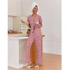 Ekouaer Pajamas for Women Set Button Up Sleepwear Cute Pjs Ruffle Sleeve Notch Collar Loungewear with Long Pants S-XXL(Pink Leopard Love)