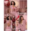 Ekouaer Pajamas for Women Set Button Up Sleepwear Cute Pjs Ruffle Sleeve Notch Collar Loungewear with Long Pants S-XXL(Pink Leopard Love)