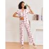 Ekouaer Pajamas for Women Set Button Up Sleepwear Cute Pjs Ruffle Sleeve Notch Collar Loungewear with Long Pants S-XXL(Pink Striped Bow Teddy)