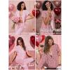 Ekouaer Pajamas for Women Set Button Up Sleepwear Cute Pjs Ruffle Sleeve Notch Collar Loungewear with Long Pants S-XXL(Pink Striped Love)