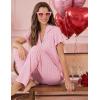 Ekouaer Pajamas for Women Set Button Up Sleepwear Cute Pjs Ruffle Sleeve Notch Collar Loungewear with Long Pants S-XXL(Pink Striped Love)