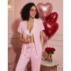 Ekouaer Pajamas for Women Set Button Up Sleepwear Cute Pjs Ruffle Sleeve Notch Collar Loungewear with Long Pants S-XXL(Pink Striped Love)