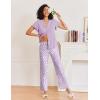 Ekouaer Pajamas for Women Set Button Up Sleepwear Cute Pjs Ruffle Sleeve Notch Collar Loungewear with Long Pants S-XXL(Purple Flower)