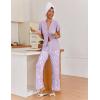 Ekouaer Pajamas for Women Set Button Up Sleepwear Cute Pjs Ruffle Sleeve Notch Collar Loungewear with Long Pants S-XXL(Purple Flower)