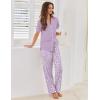 Ekouaer Pajamas for Women Set Button Up Sleepwear Cute Pjs Ruffle Sleeve Notch Collar Loungewear with Long Pants S-XXL(Purple Flower)
