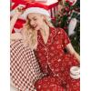 Ekouaer Pajamas for Women Set Button Up Sleepwear Cute Pjs Ruffle Sleeve Notch Collar Loungewear with Long Pants S-XXL(Red Xmas Teddy)
