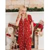 Ekouaer Pajamas for Women Set Button Up Sleepwear Cute Pjs Ruffle Sleeve Notch Collar Loungewear with Long Pants S-XXL(Red Xmas Teddy)