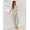 Ekouaer Pajamas for Women Set Button Up Sleepwear Cute Pjs Ruffle Sleeve Notch Collar Loungewear with Long Pants S-XXL(Sage Green)