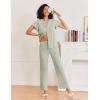 Ekouaer Pajamas for Women Set Button Up Sleepwear Cute Pjs Ruffle Sleeve Notch Collar Loungewear with Long Pants S-XXL(Sage Green)