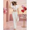 Ekouaer Pajamas for Women Set Button Up Sleepwear Cute Pjs Ruffle Sleeve Notch Collar Loungewear with Long Pants S-XXL(White Love)