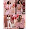 Ekouaer Pajamas for Women Set Button Up Sleepwear Cute Pjs Ruffle Sleeve Notch Collar Loungewear with Long Pants S-XXL(White Love)