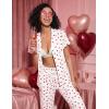 Ekouaer Pajamas for Women Set Button Up Sleepwear Cute Pjs Ruffle Sleeve Notch Collar Loungewear with Long Pants S-XXL(White Love)