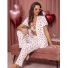 Ekouaer Pajamas for Women Set Button Up Sleepwear Cute Pjs Ruffle Sleeve Notch Collar Loungewear with Long Pants S-XXL(White Love)