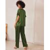 Ekouaer Satin Pajama Set Womens Silk Short Sleeve V Neck Shirt with Long Pant Soft Loungewear Pjs Set(Army Green)