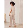 Ekouaer Satin Pajama Set Womens Silk Short Sleeve V Neck Shirt with Long Pant Soft Loungewear Pjs Set(Champagne)