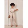 Ekouaer Satin Pajama Set Womens Silk Short Sleeve V Neck Shirt with Long Pant Soft Loungewear Pjs Set(Champagne)
